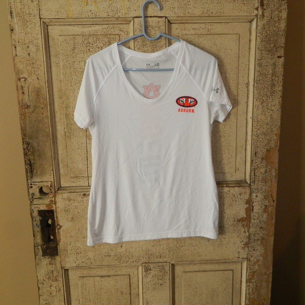 Under Armour Semi Fitted Heatgear Auburn University Tee Shirt Size L (DD-55)